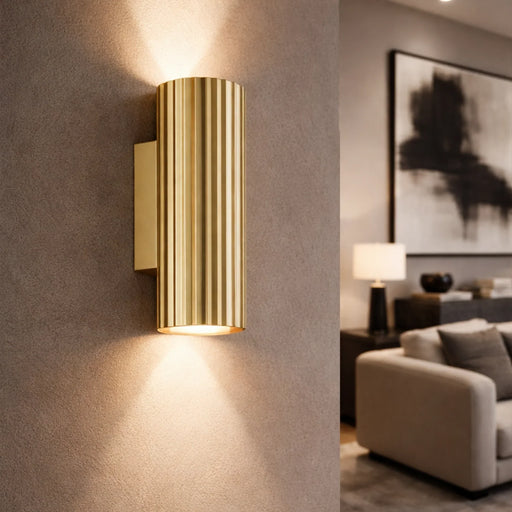 elevenpast Wall Light Golden Ribbed Modern Up Down Wall Light 4557.2.10