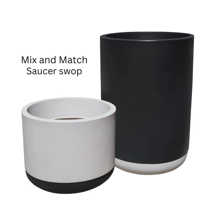 elevenpast Pots & Planters Match Cylinder Japi Planter with Saucer Black