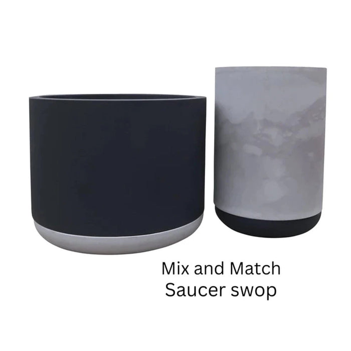 elevenpast Pots & Planters Match Cylinder Japi Planter with Saucer Black