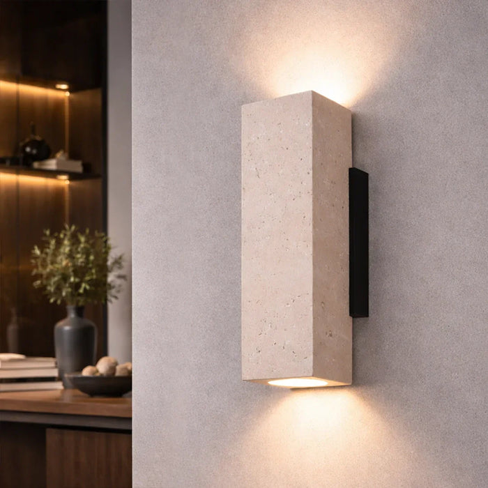 elevenpast pendant light Eterna Travertine Square Up and Down Wall Light 5252.01