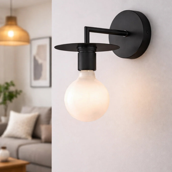elevenpast Wall Light Modern Black Metal Wall Light with Exposed Globe 5258.30