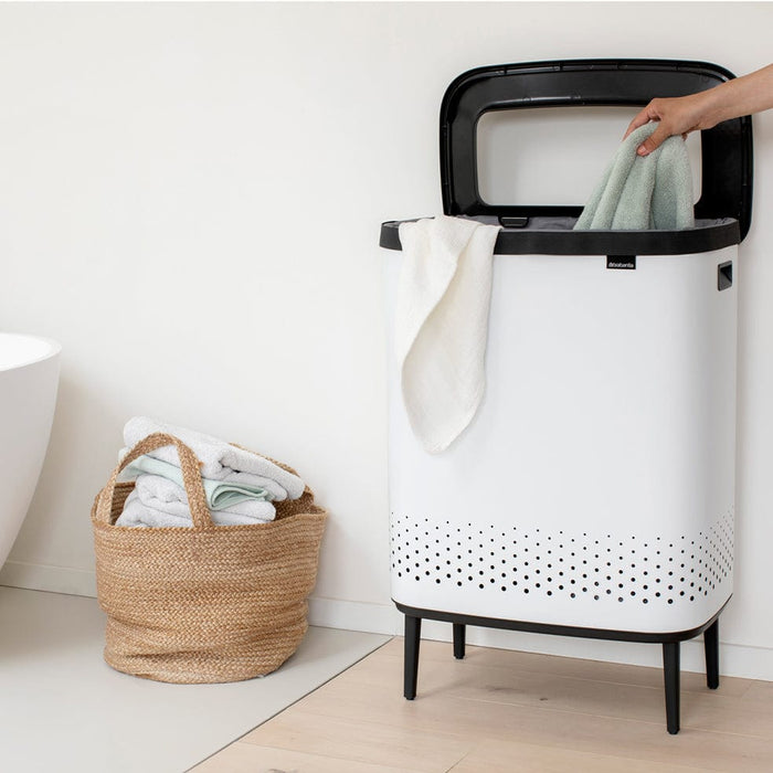 elevenpast laundry bin Bo Laundry Bin Hi – 2 × 45 Litre White | Matt Black