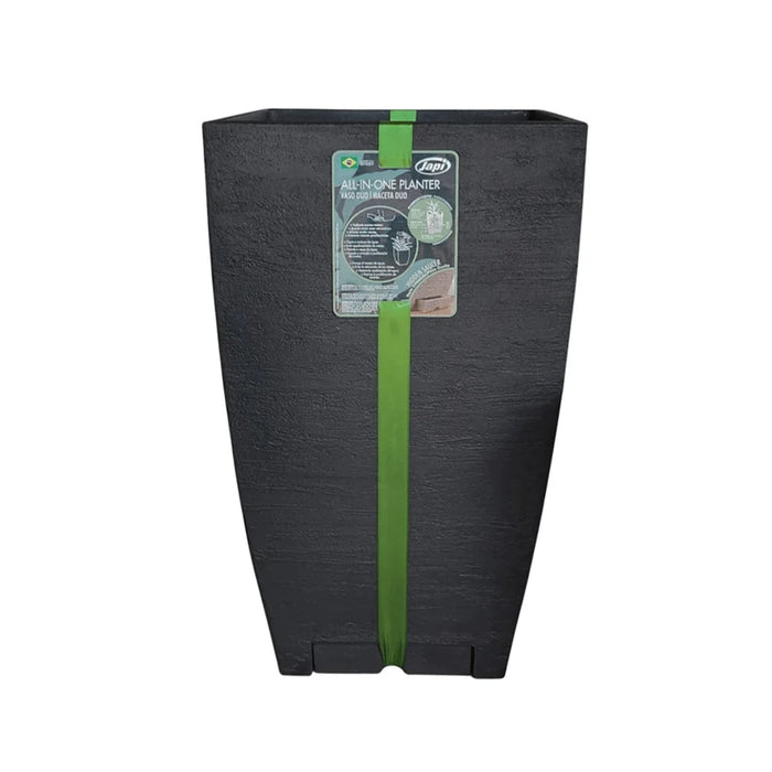 elevenpast Pots & Planters All In One Modern Square Japi Planter in Lead - 3 Sizes