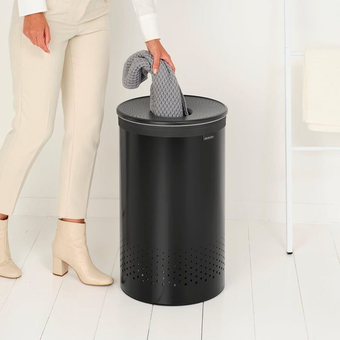 Brabantia laundry bin Laundry Bin 60 L – Matt Black with Dark Grey Lid
