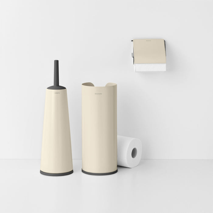 Brabantia Toilet Brush and Holder ReNew Toilet Accessory Set of 3 - Platinum | Soft Beige