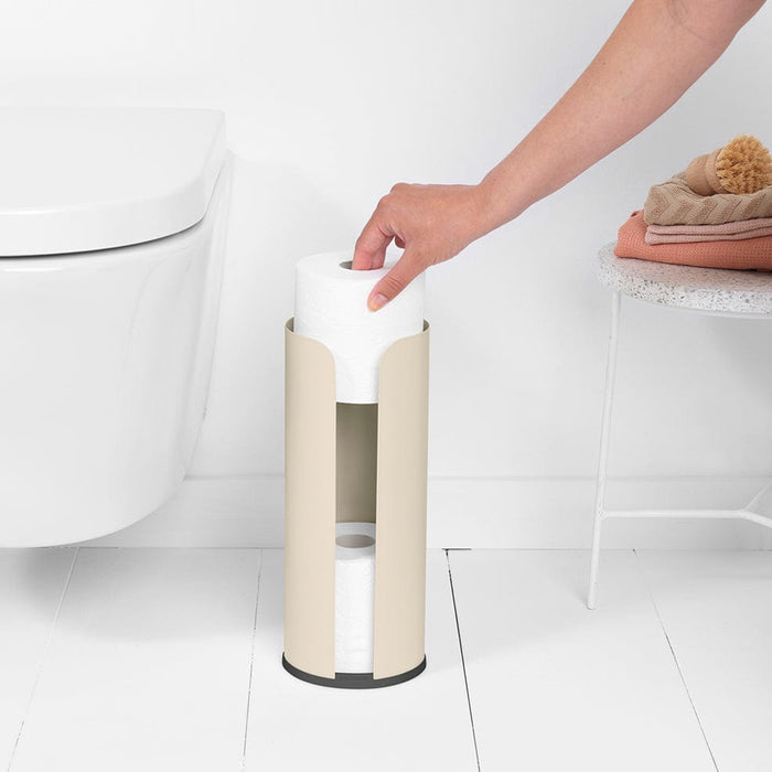 Brabantia toilet roll dispenser ReNew Toilet Roll Dispenser - Matt Steel | Soft Beige | Platinum