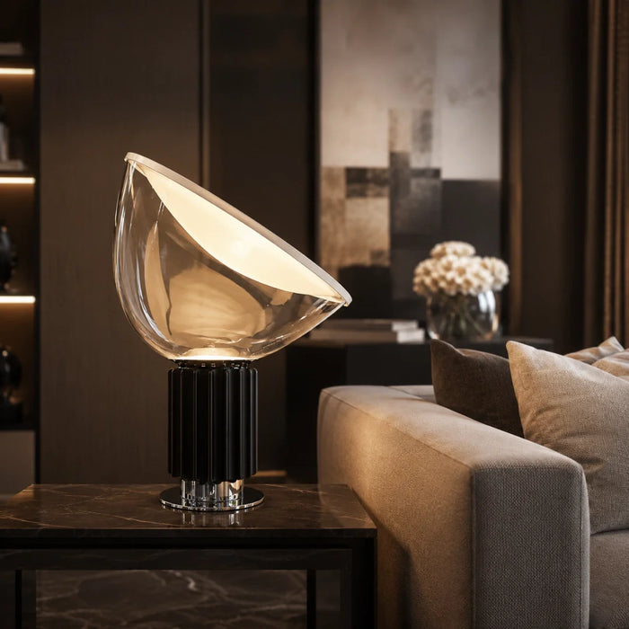 elevenpast Table Lamp Tempo Sculptural Glass Table Lamp – Black and Chrome 8492