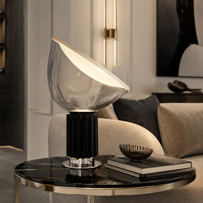 elevenpast Table Lamp Tempo Sculptural Glass Table Lamp – Black and Chrome 8492