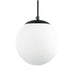 elevenpast Extra Large / Opal & Matt Black Globe Pendant Light - Glass 8541.400.30
