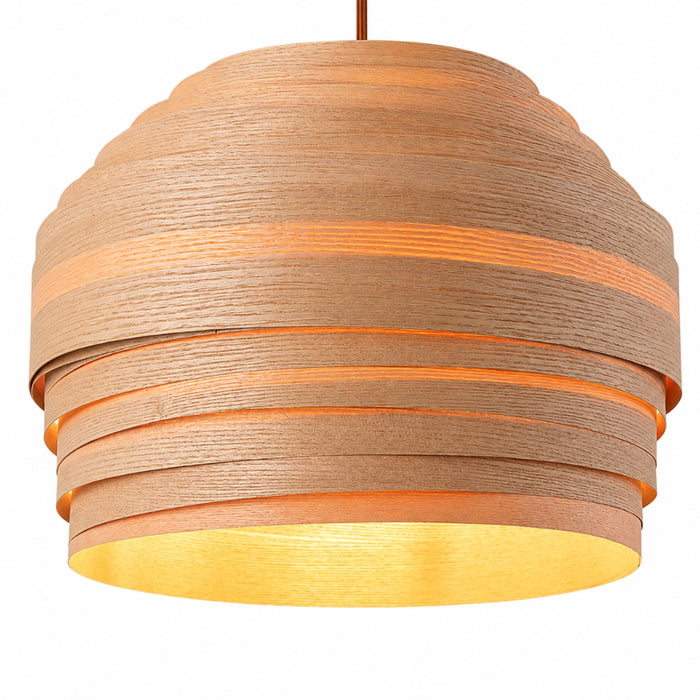 Glowen Pendant Light with Wooden Veneer Shade