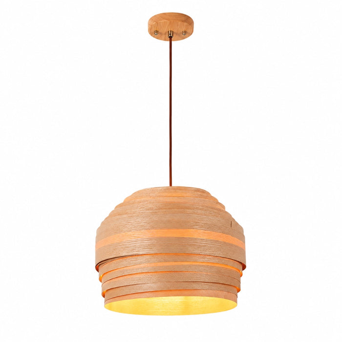 Glowen Pendant Light with Wooden Veneer Shade
