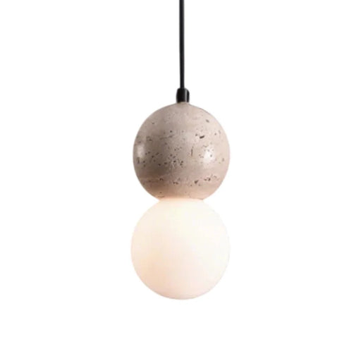 Spazio pendant light Twins Travertine and Opal Glass Pendant Light 8696.01