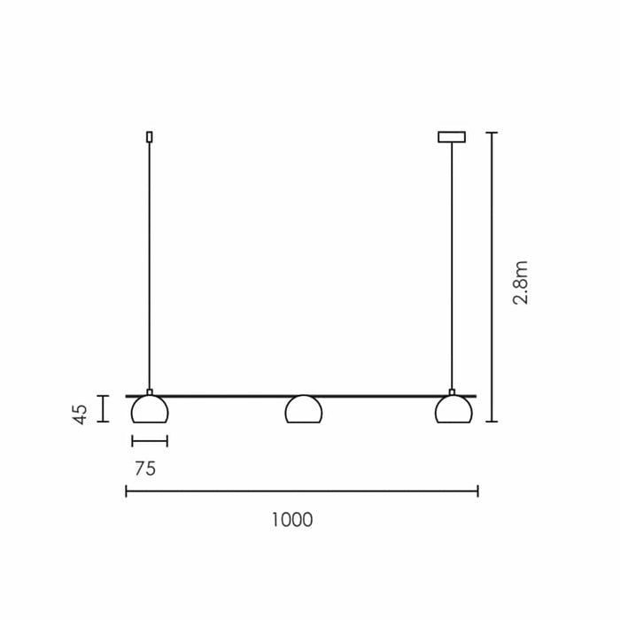 Spazio pendant light Dallas 1000 LED Linear Pendant Light - Gold | White | Black