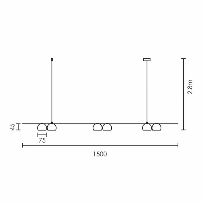 Spazio pendant light Dallas 1500 LED Linear Pendant Light - Gold | White | Black