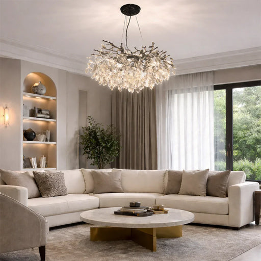 elevenpast chandelier light Black Crystal Linear Chandelier with Branch Design – Venezia 8783.30