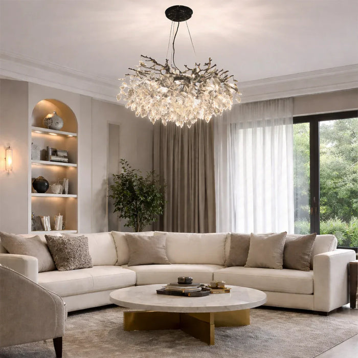 elevenpast chandelier light Black Crystal Linear Chandelier with Branch Design – Venezia 8783.30