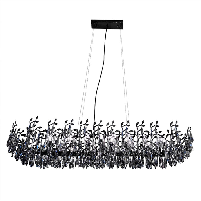 elevenpast chandelier light Black Crystal Linear Chandelier with Branch Leaf Design – Rialto 8784.30
