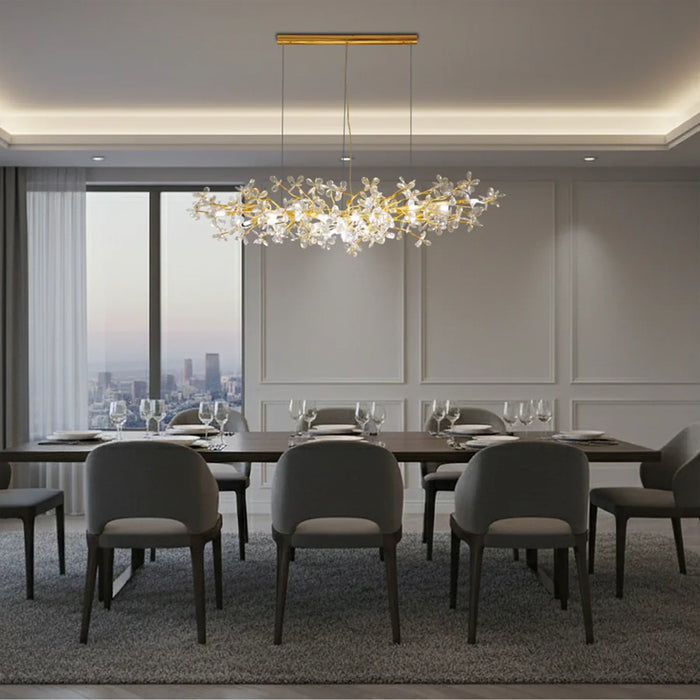 elevenpast chandelier light Champagne Crystal Floral Linear Chandelier – 17 Light Luxury Ceiling Light 8786.02.09