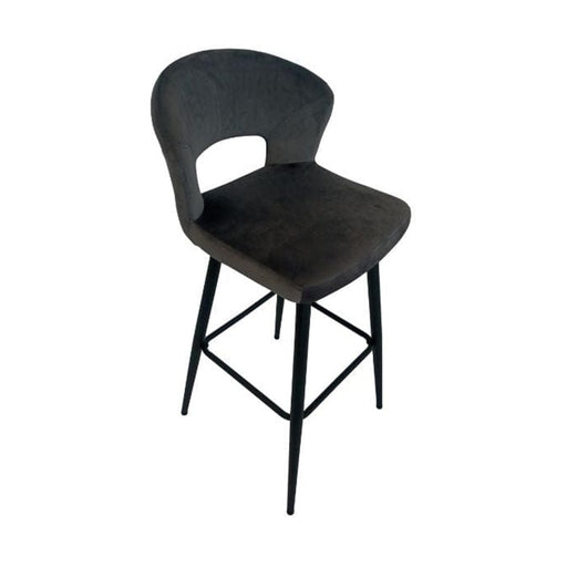 elevenpast Charcoal Bella Bar Stool - Metal and Velvet 91-602-30GRY