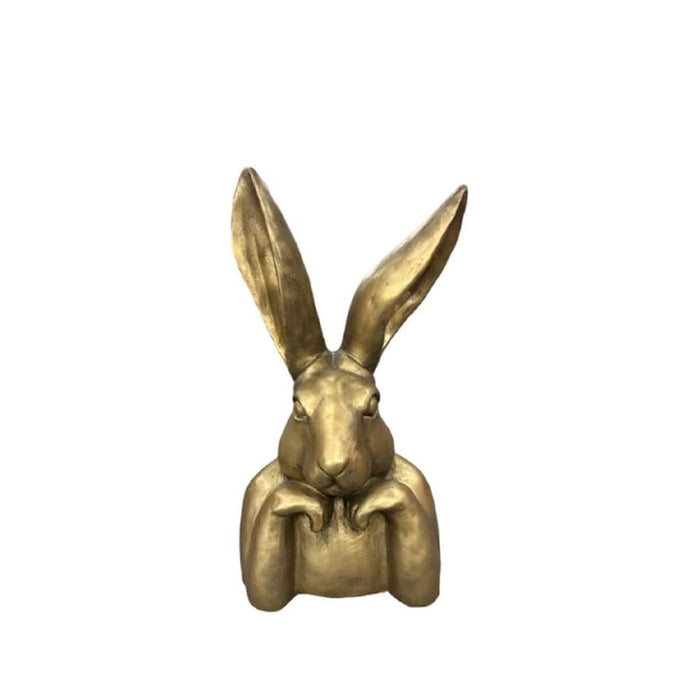 elevenpast Decor Extra Small Thinking Bunny Ceramic Figure Gold | Three Sizes 9148XSB140