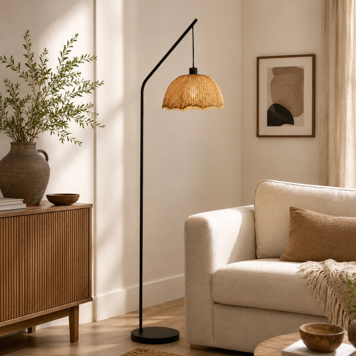 Akari Willa Scalloped Woven Arch Floor Lamp