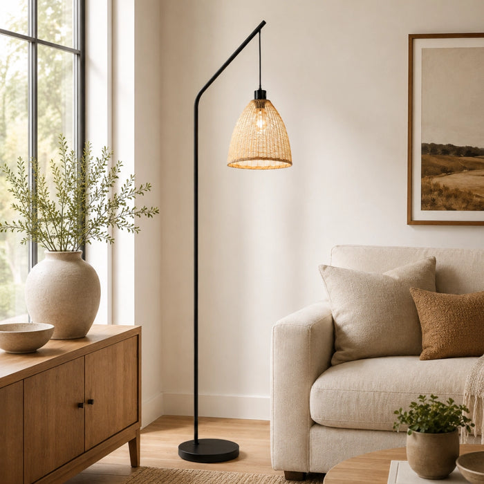 Akari Winslow Woven Bell Arch Floor Lamp