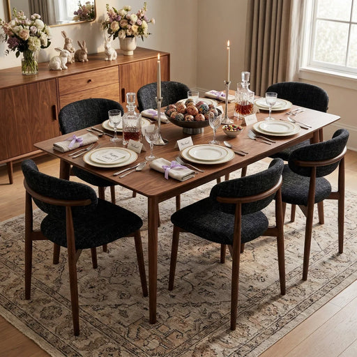 elevenpast Chairs Lucien Dining Chair - Upholstered with Metal Wallnut Legs