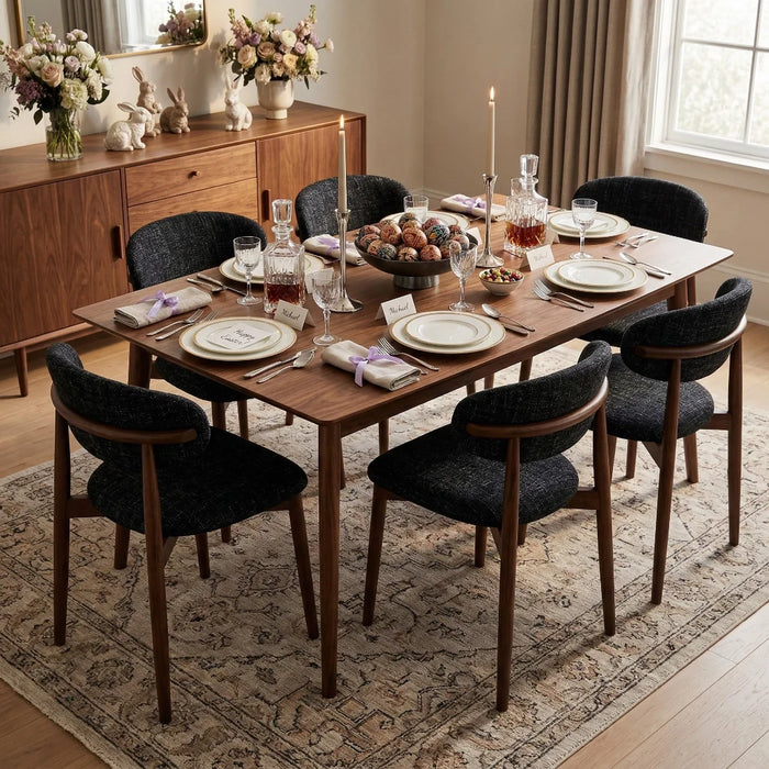 elevenpast Chairs Lucien Dining Chair - Upholstered with Metal Wallnut Legs