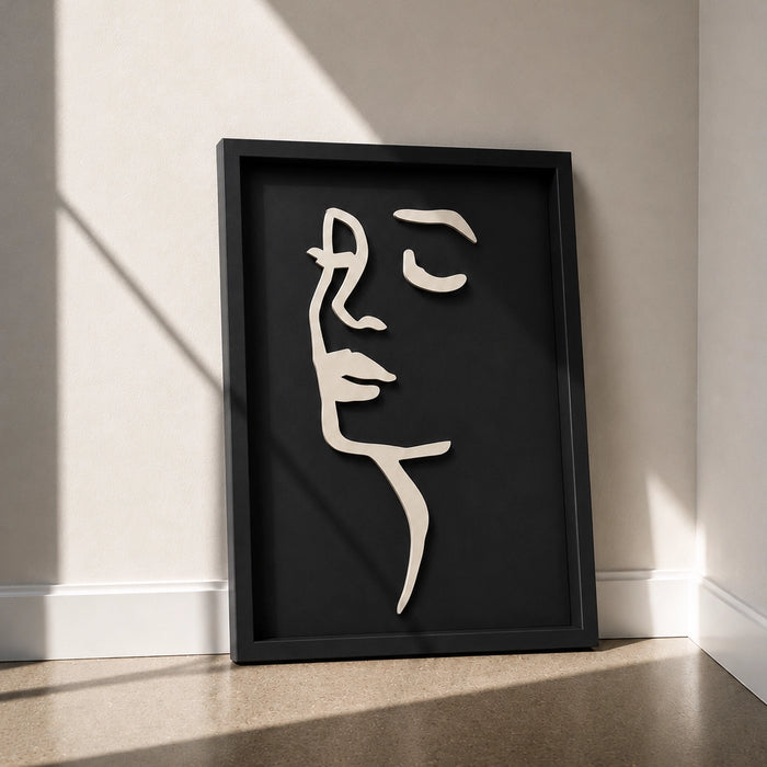 Chloe Wooden Wall Art | Black and Stone