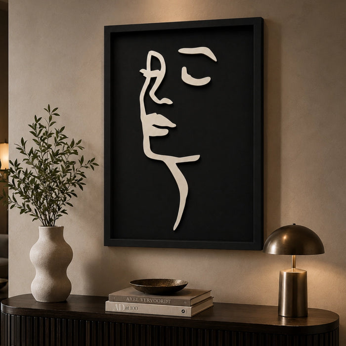 Chloe Wooden Wall Art | Black and Stone