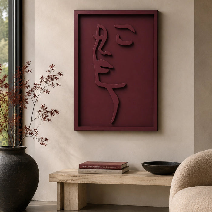 Chloe Wooden Wall Art | Burgundy