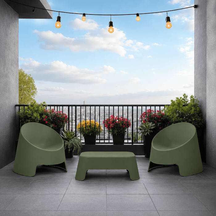 elevenpast Outdoor Chairs Montana 3-Piece Sculptural Indoor and Outdoor Patio Set – Green | Grey | Terracotta