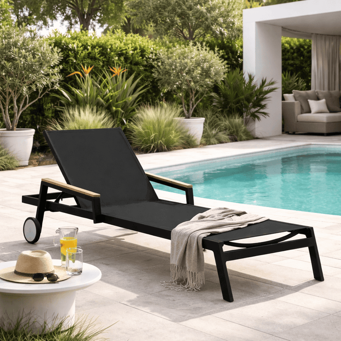 elevenpast pool lounger Amalfi Premium Patio Lounger – Reclining Aluminium Sunbed