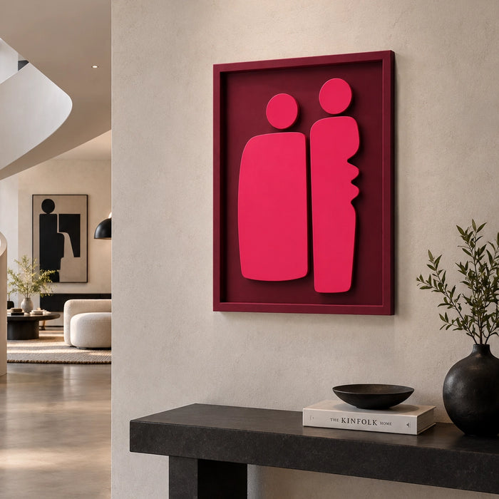 Duo Wooden Wall Art | Burgundy and Pink