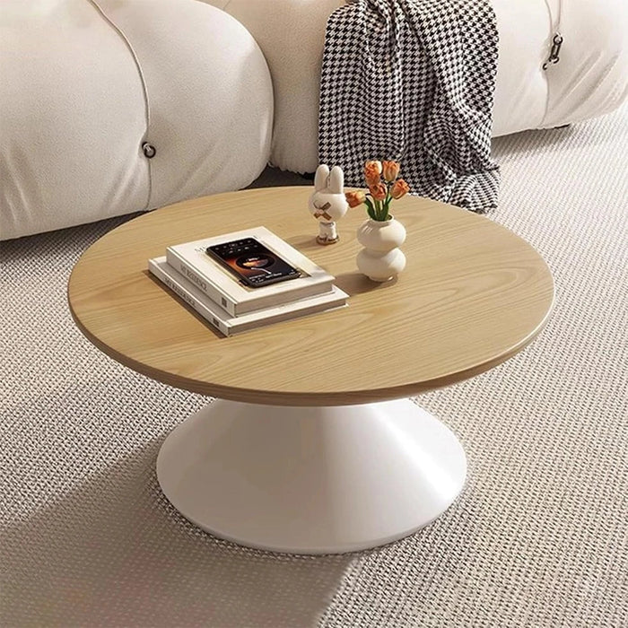 elevenpast Coffee Table Deora Wood and Metal Round Coffee Table Set in White | Black