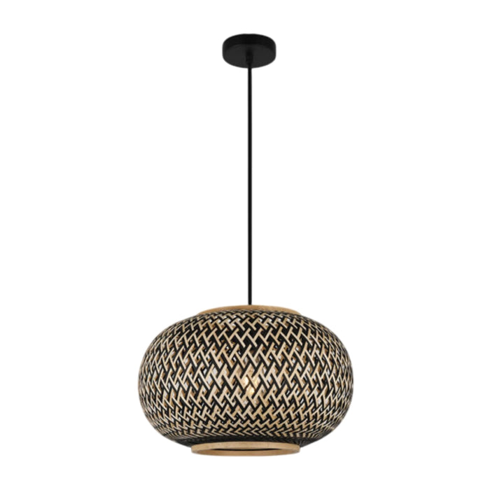 Nala Black and Natural Woven Rattan Pendant