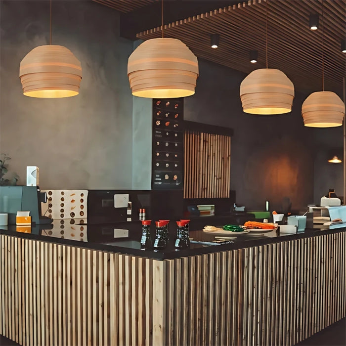 Glowen Pendant Light with Wooden Veneer Shade
