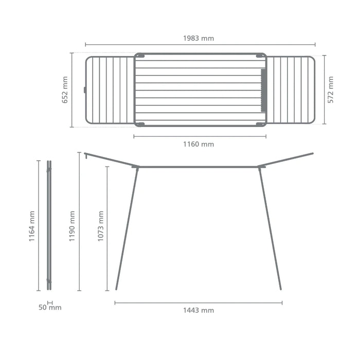 elevenpast drying rack Brabantia HangOn Drying Rack Too, 22 metres  – Matt Black | White
