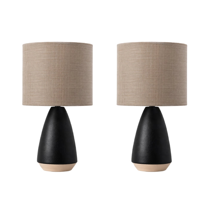 Arco Black Tappered Ceramic Lamps - Set of 2