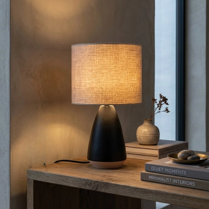 Arco Black Tappered Ceramic Lamps - Set of 2