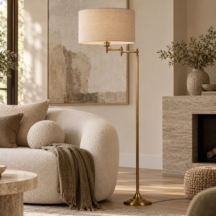 Mccleay Swing Arm Floor Lamp - Antique Silver | Antique Brass