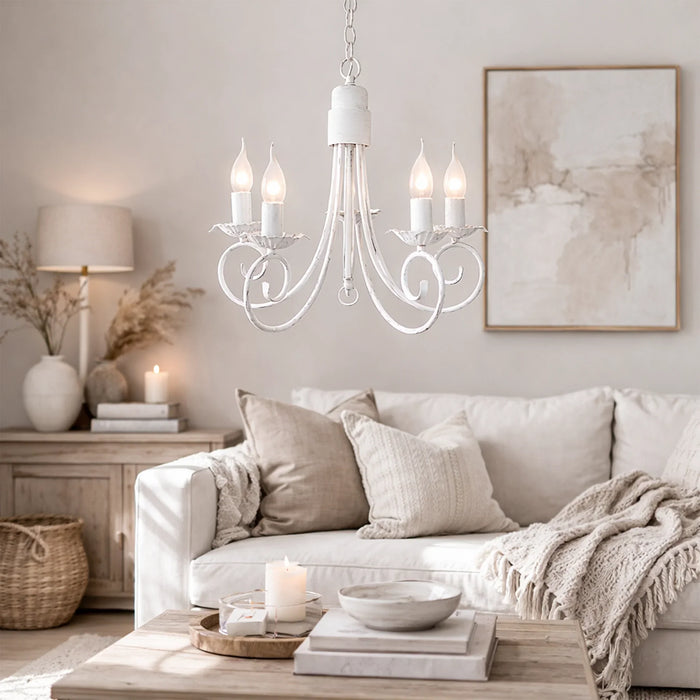 elevenpast Chandelier Fossil White Classic Metal Chandelier – 5 Light | 3 Light