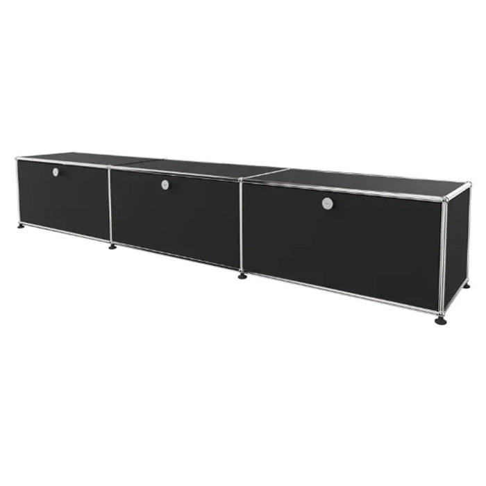 elevenpast TV consoles Modular Metal 3 Door Media Unit - White | Blaack