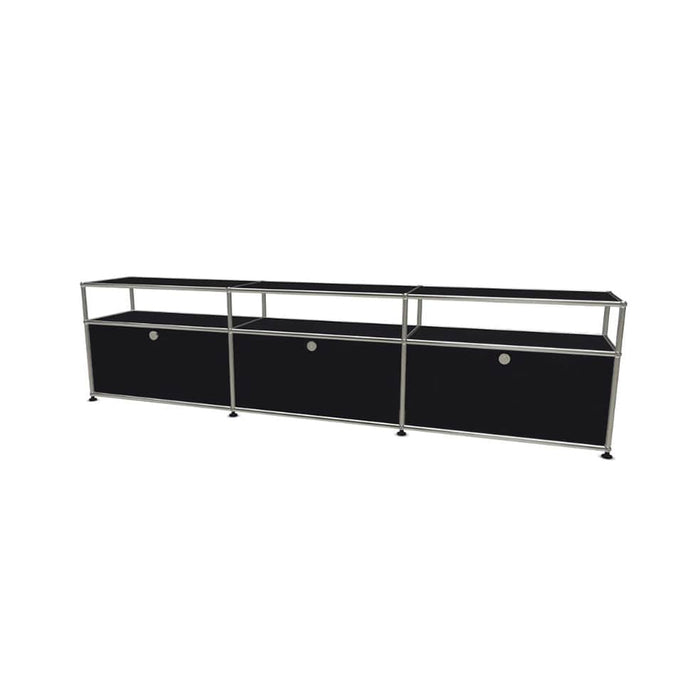 elevenpast TV consoles Modular Metal 3 Door Media and Shelf Unit White | Black