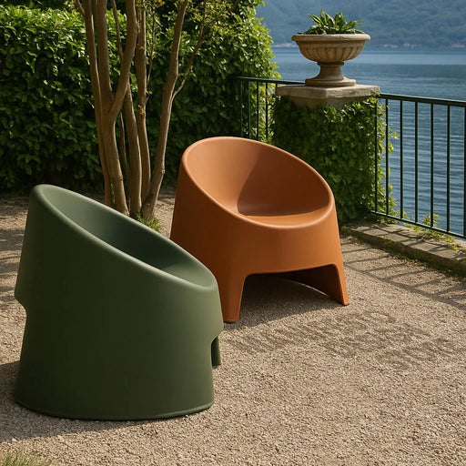 Montana Sculptural Outdoor Lounge Chair – Green | Grey | Terracotta 
