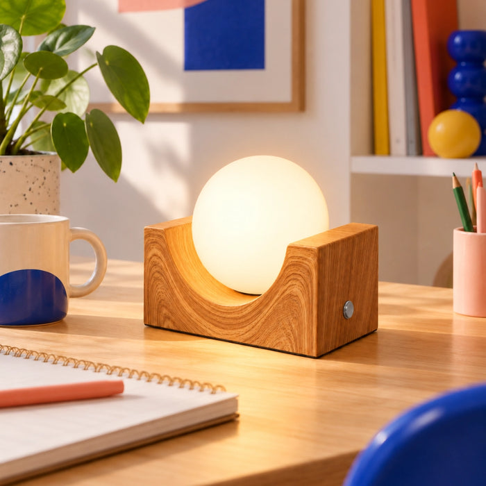 Nova Rechargeable Globe Lamp -  Wood | Blue | Orange | Green