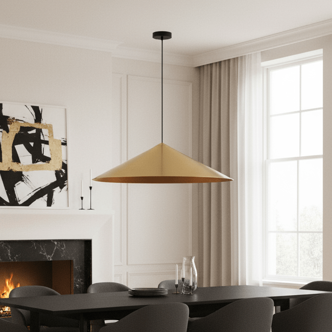 elevenpast pendant light Orbital Large Cone Pendant - Gold and Copper | Black and Copper