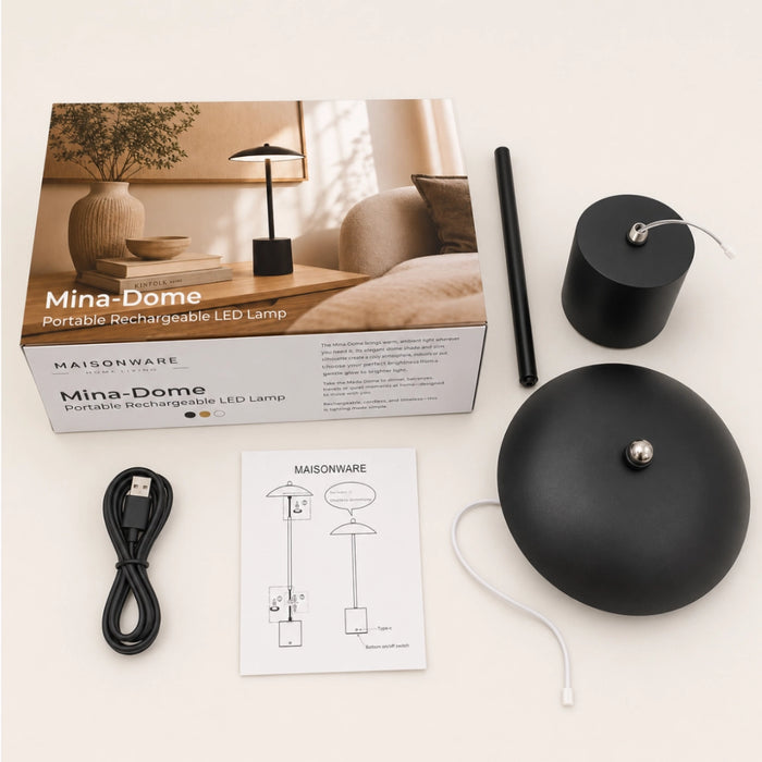 Mina Dome Portable and Rechargeable LED Lamp Black | White | Gold