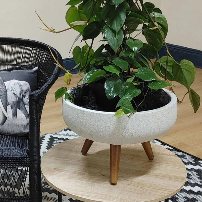 elevenpast Pots & Planters Rustic Bowl Japi Planter Cache Pot With Stand - Various Colours