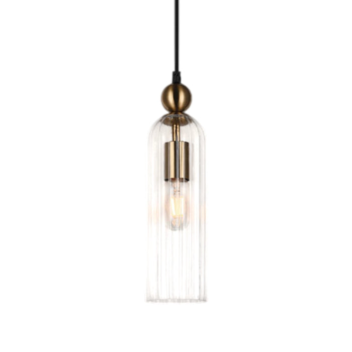 Belle Ribbed Glass Pendant – Satin Gold | Amber, Smoke & Clear Glass